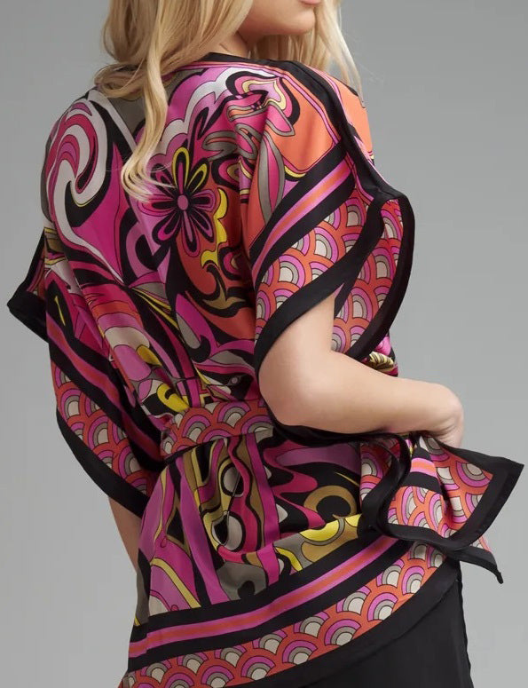Artistic Flair Print Top & Palazzo Pant Co-Ord Set With Printed Belt