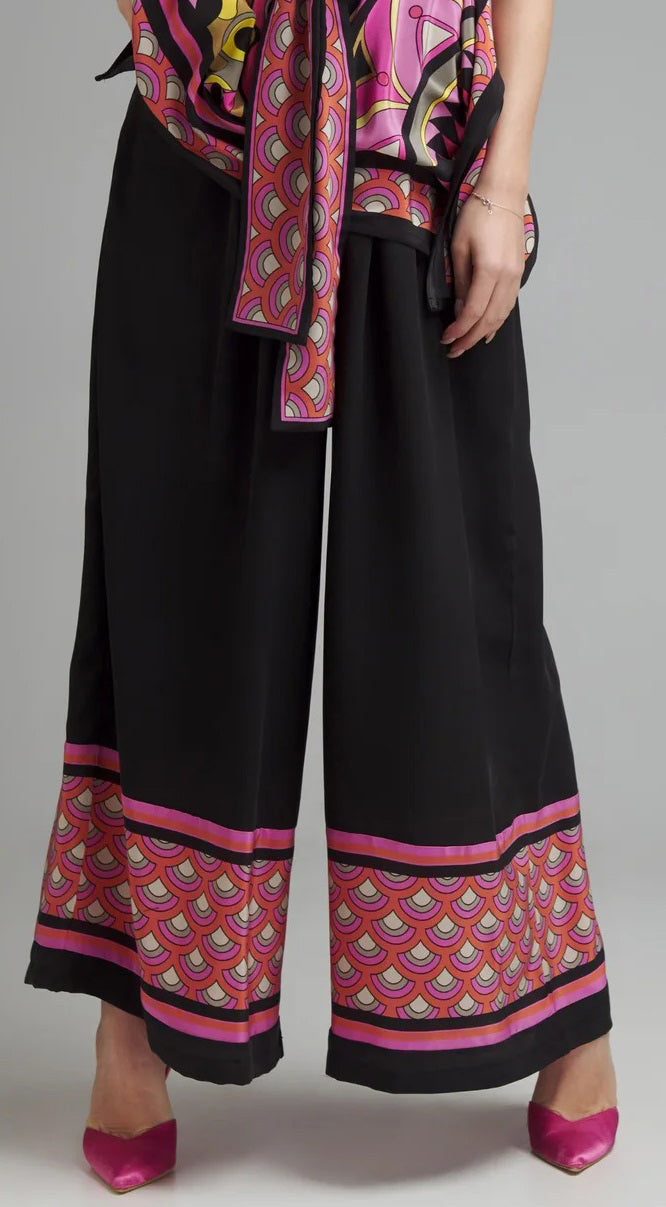 Artistic Flair Print Top & Palazzo Pant Co-Ord Set With Printed Belt