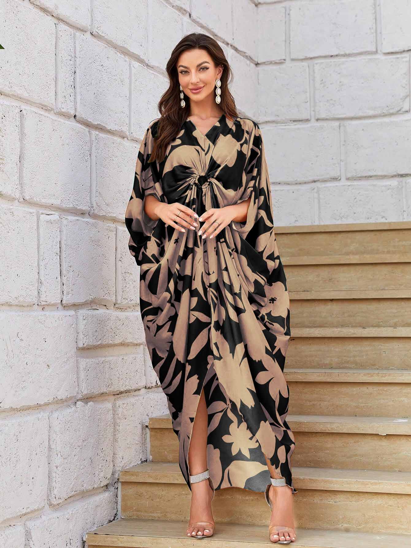 Printed Kaftan Dress - J5925