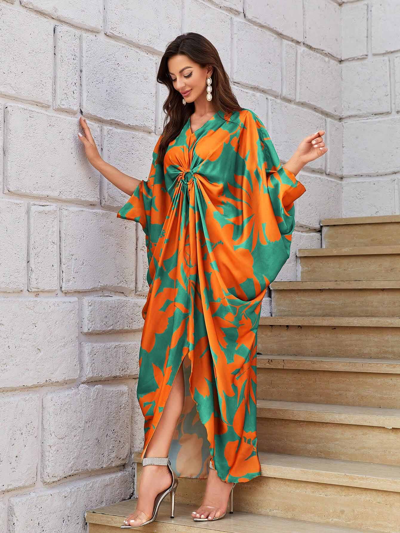 Printed Kaftan Dress - J5925