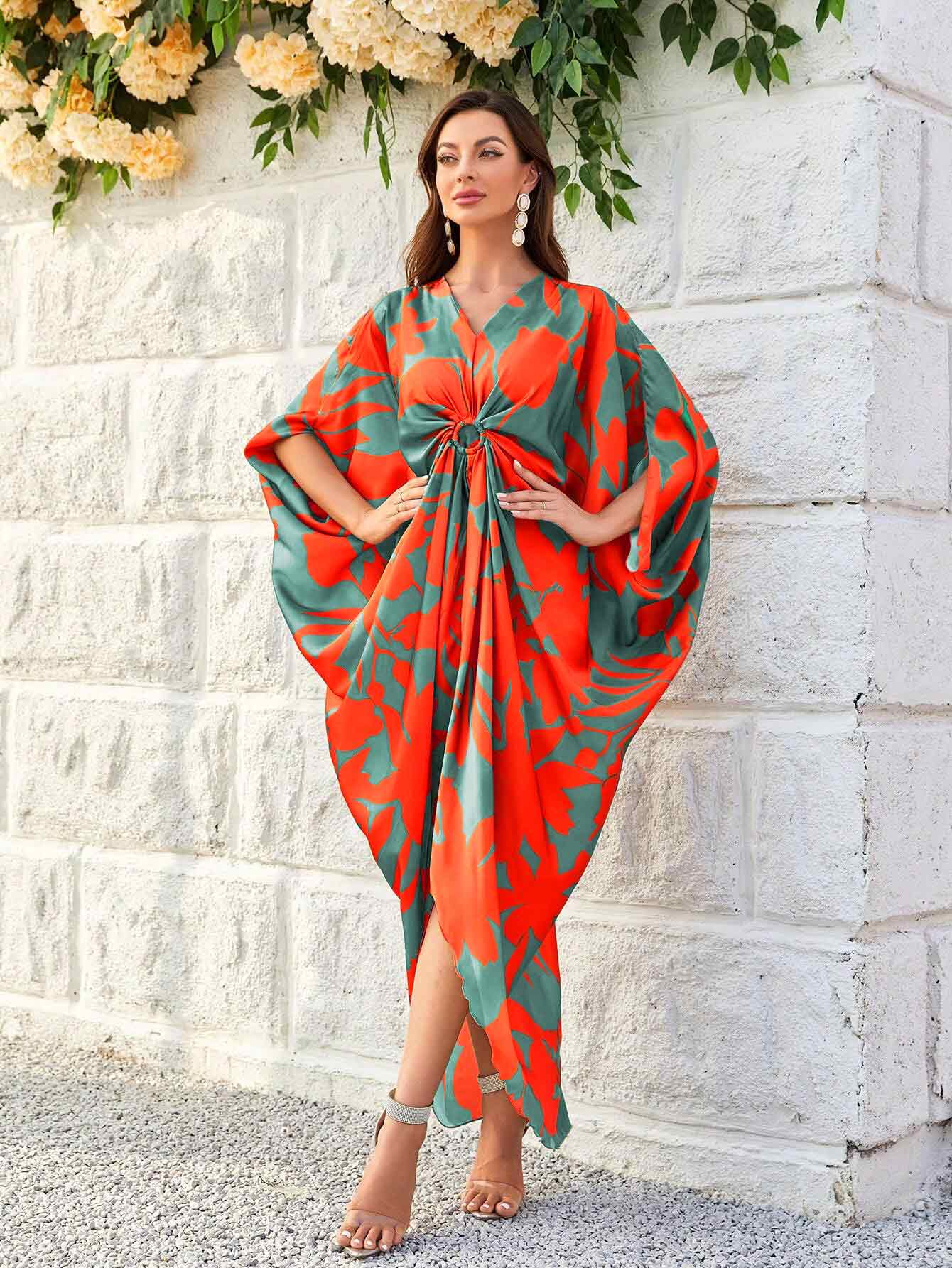 Printed Kaftan Dress - J5925