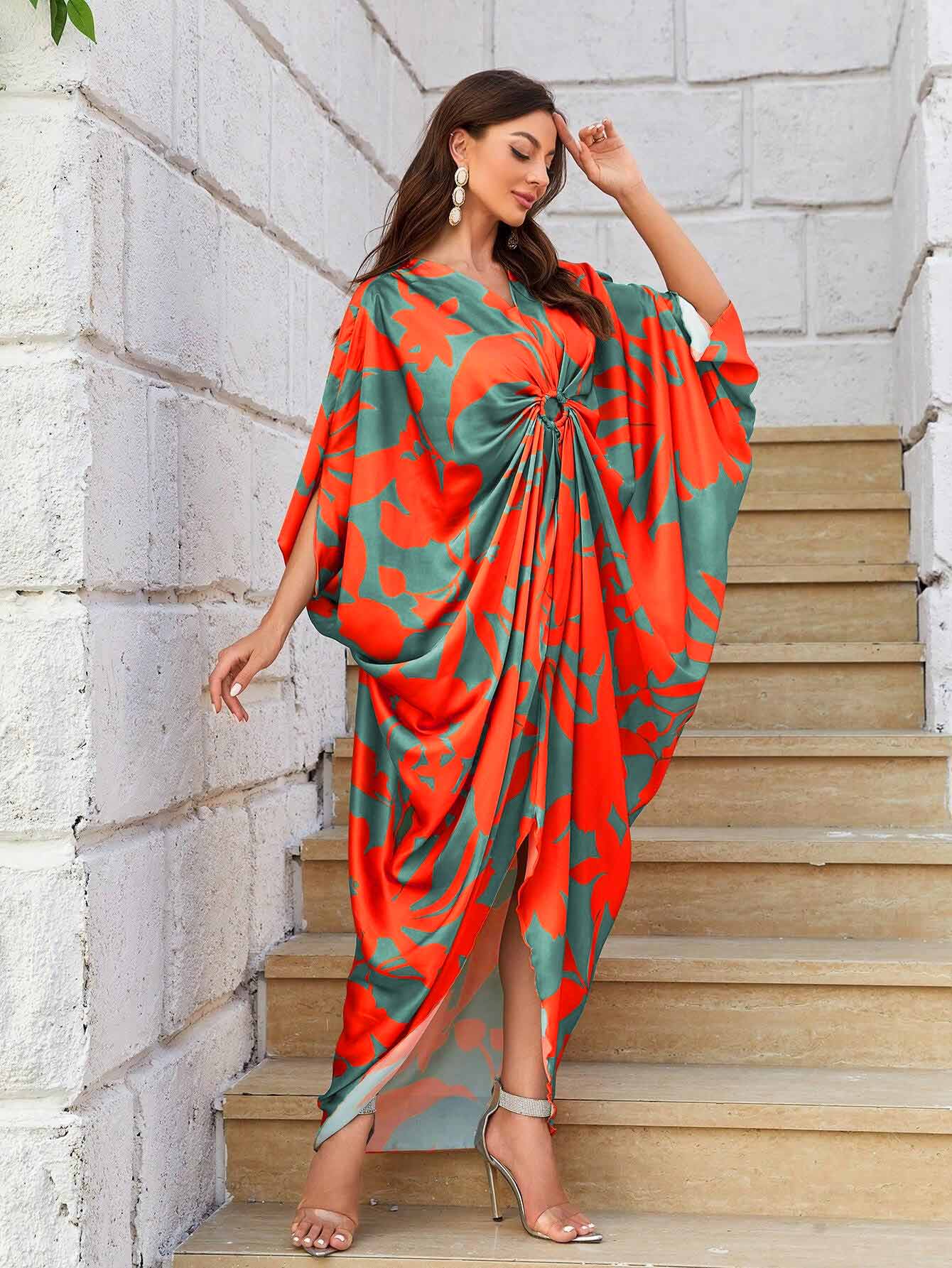 Printed Kaftan Dress - J5925