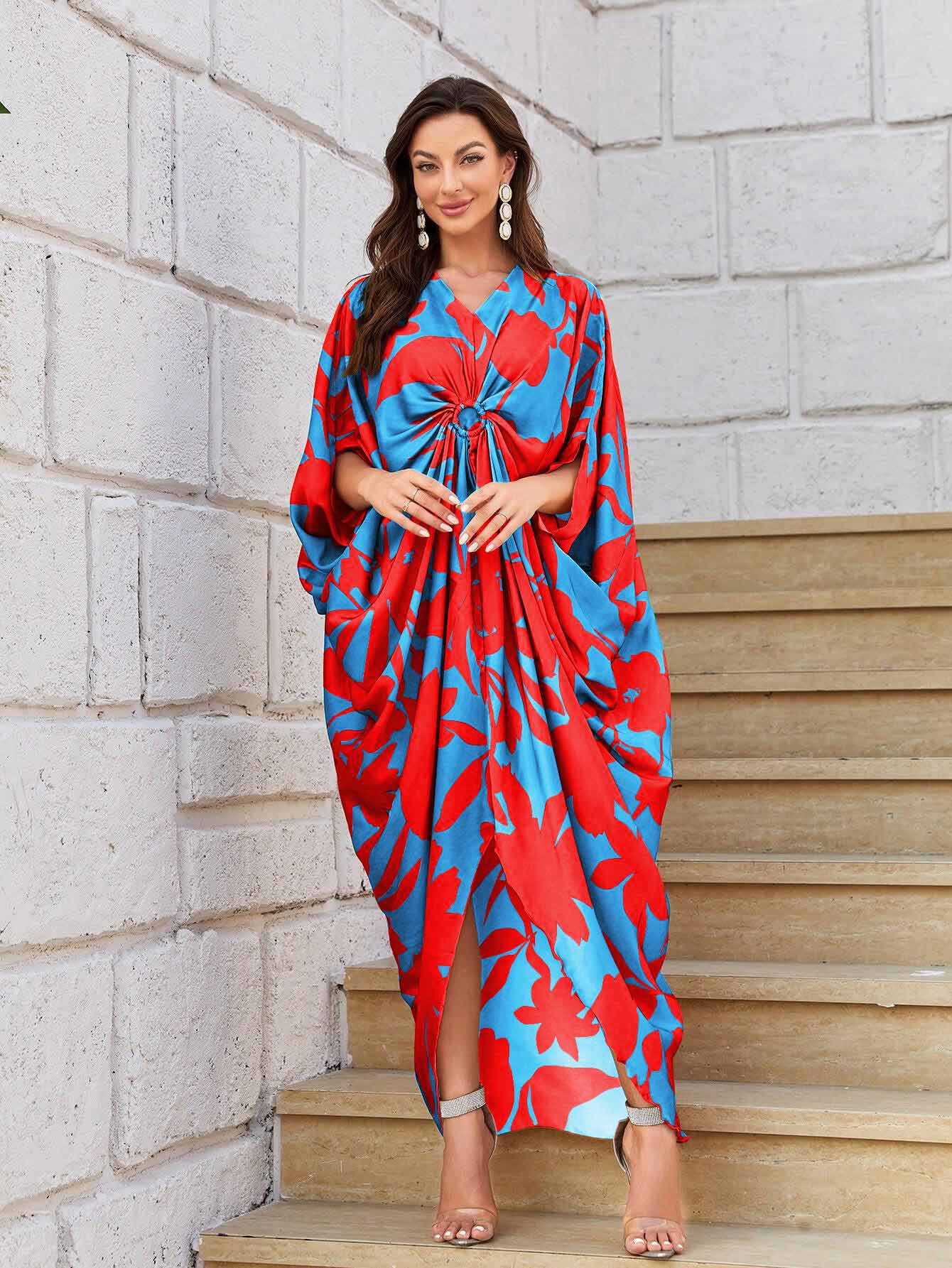 Printed Kaftan Dress - J5925