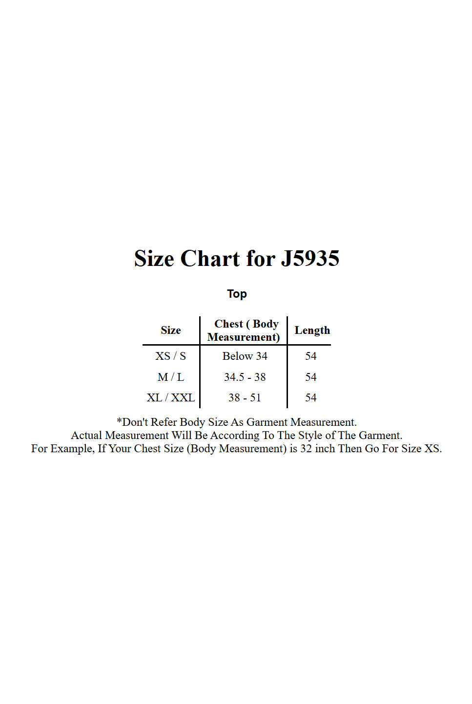 Size Chart
