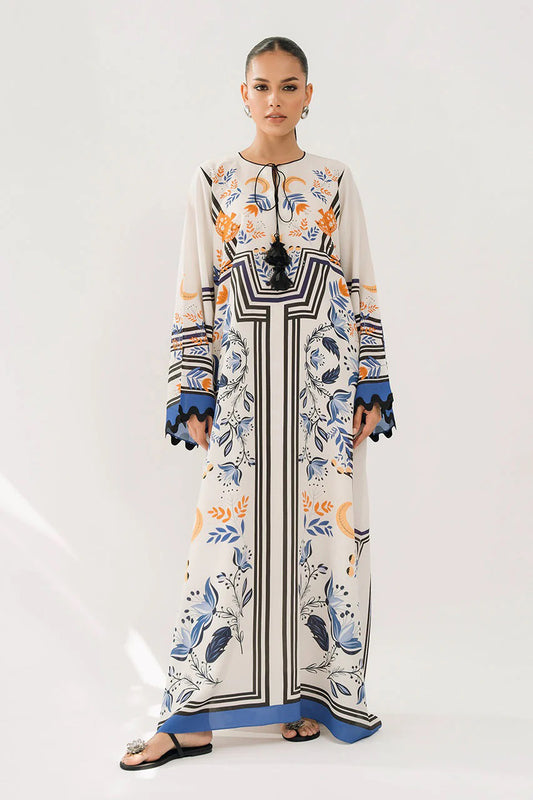 Luxurious Full Length Vibrant Designed Floral & Geometric Kaftan