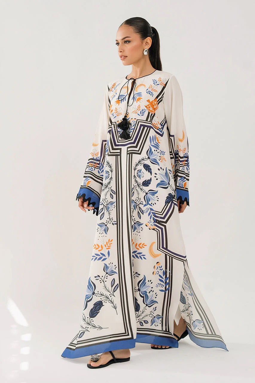 Luxurious Full Length Vibrant Designed Floral & Geometric Kaftan