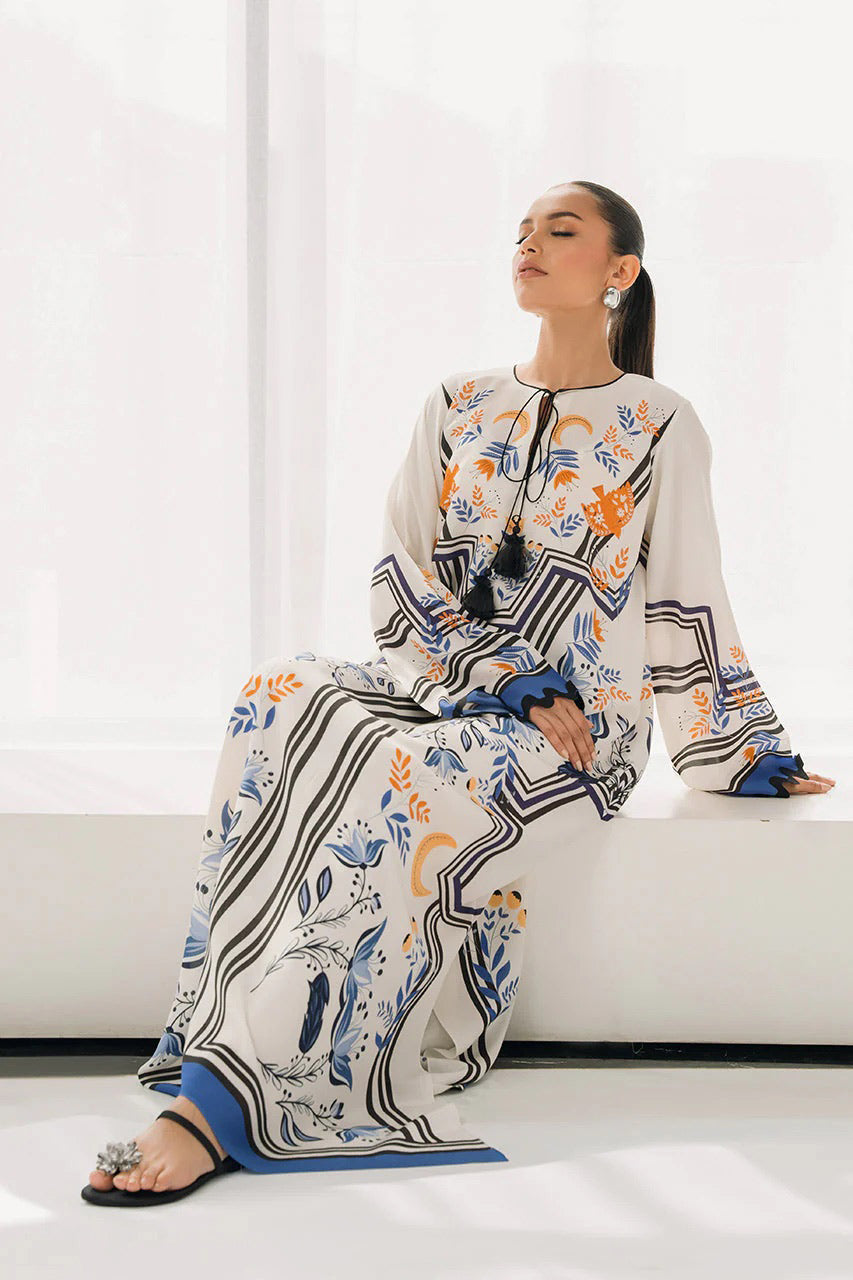 Luxurious Full Length Vibrant Designed Floral & Geometric Kaftan