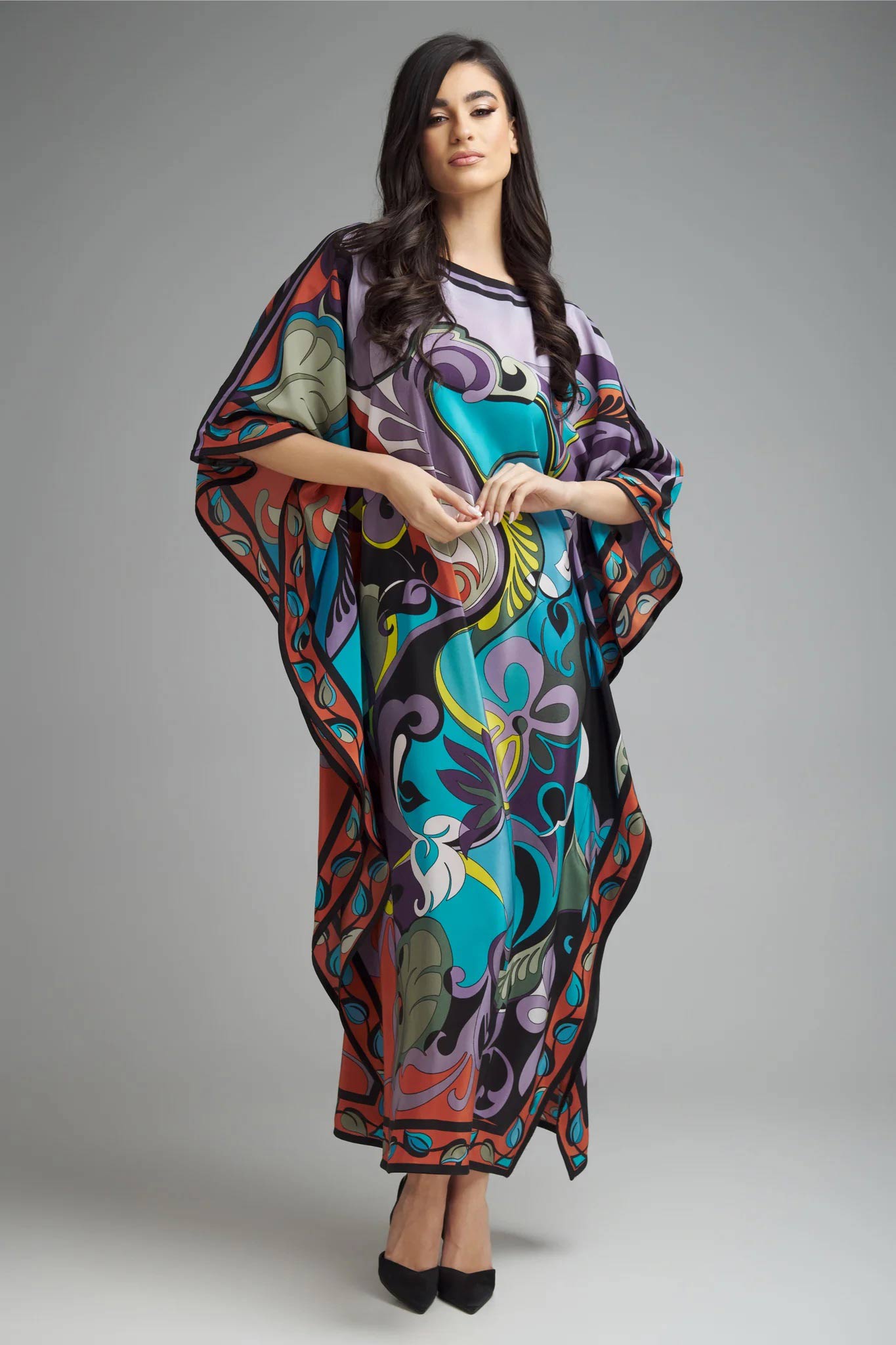 Unique Abstract Floral Printed Kaftan Dress For - Perfect For Any Occasion