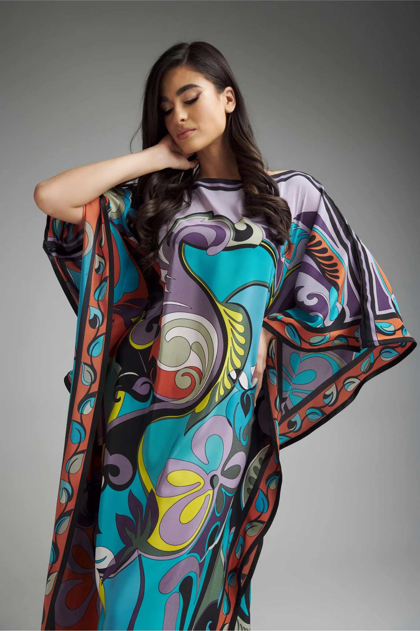 Unique Abstract Floral Printed Kaftan Dress For - Perfect For Any Occasion