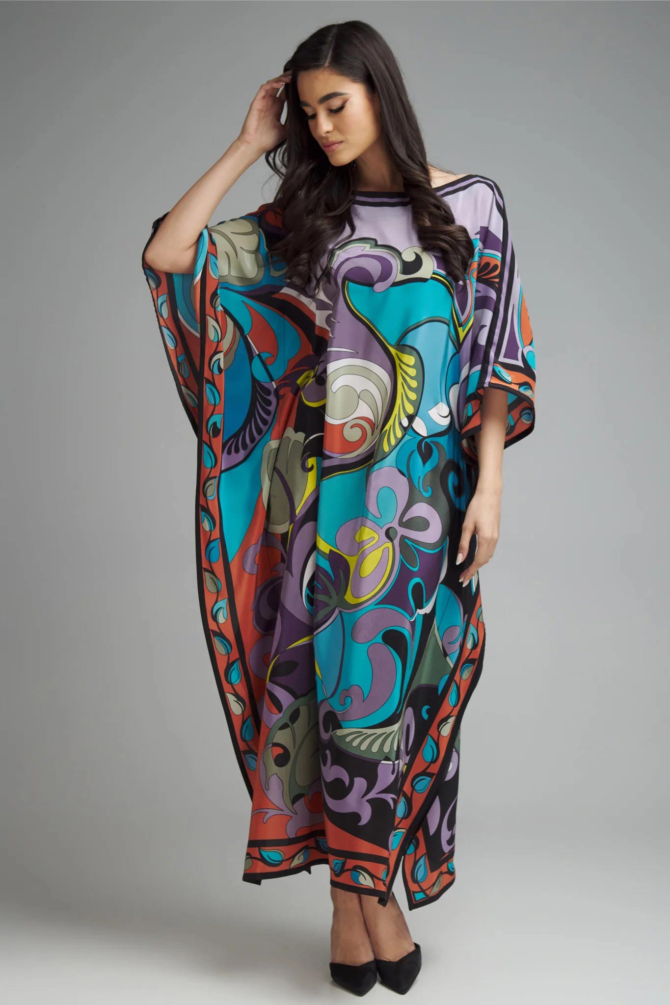 Unique Abstract Floral Printed Kaftan Dress For - Perfect For Any Occasion
