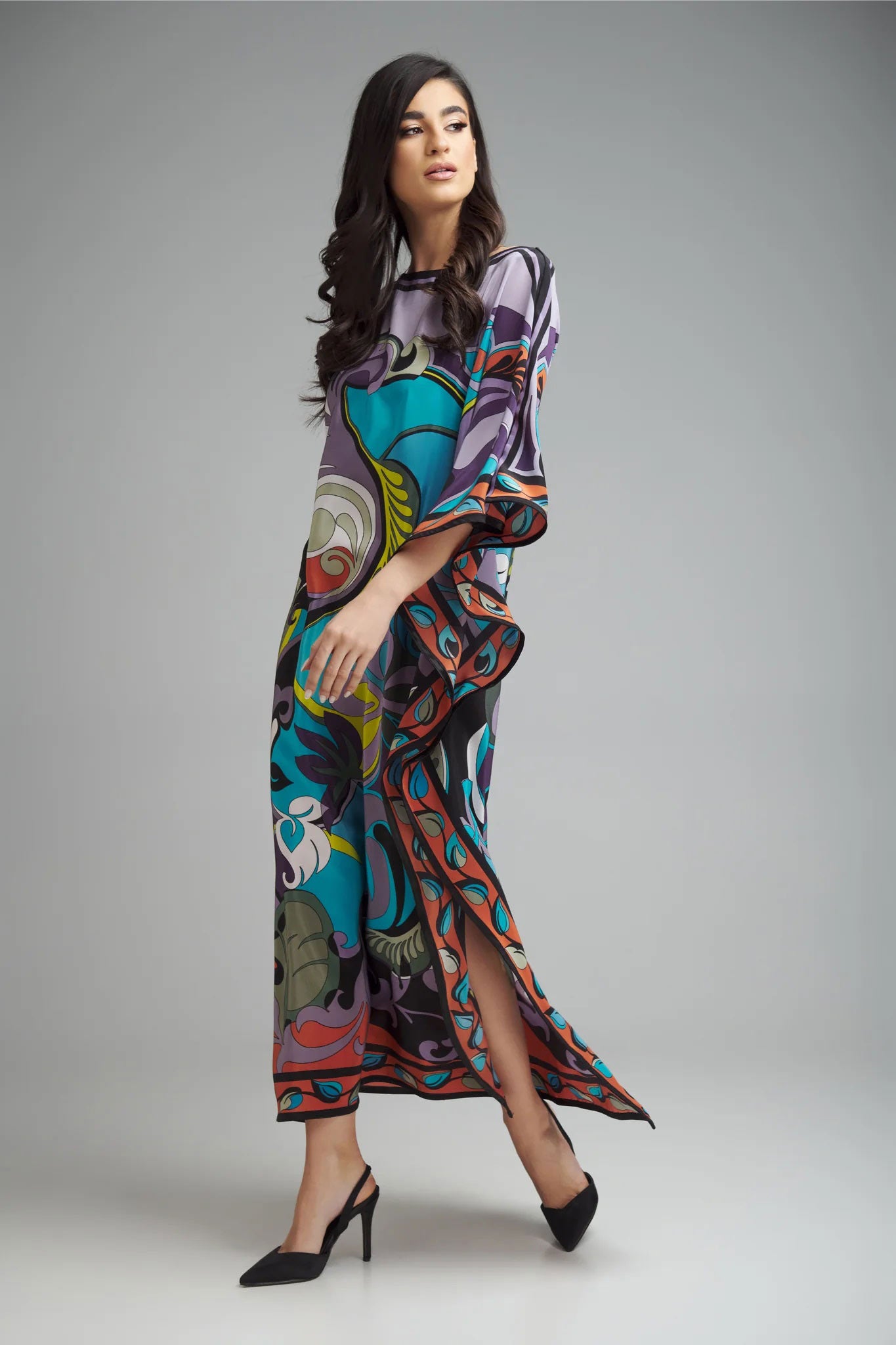 Unique Abstract Floral Printed Kaftan Dress For - Perfect For Any Occasion