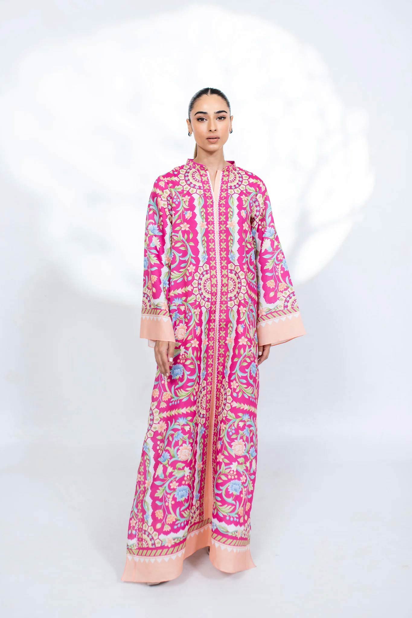 Vibrant-Pink-Floral-Print-Lon-Kurta-for-Festive-Occasions-2
