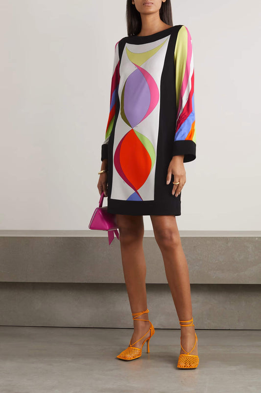 Womens Top In Abstract Design With Colorful Hues