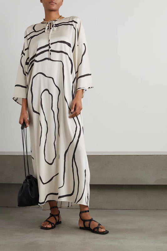 Abstract pattern kaftan in various colors, showcasing elegant style and comfortable design, ideal for a sophisticated wardrobe addition