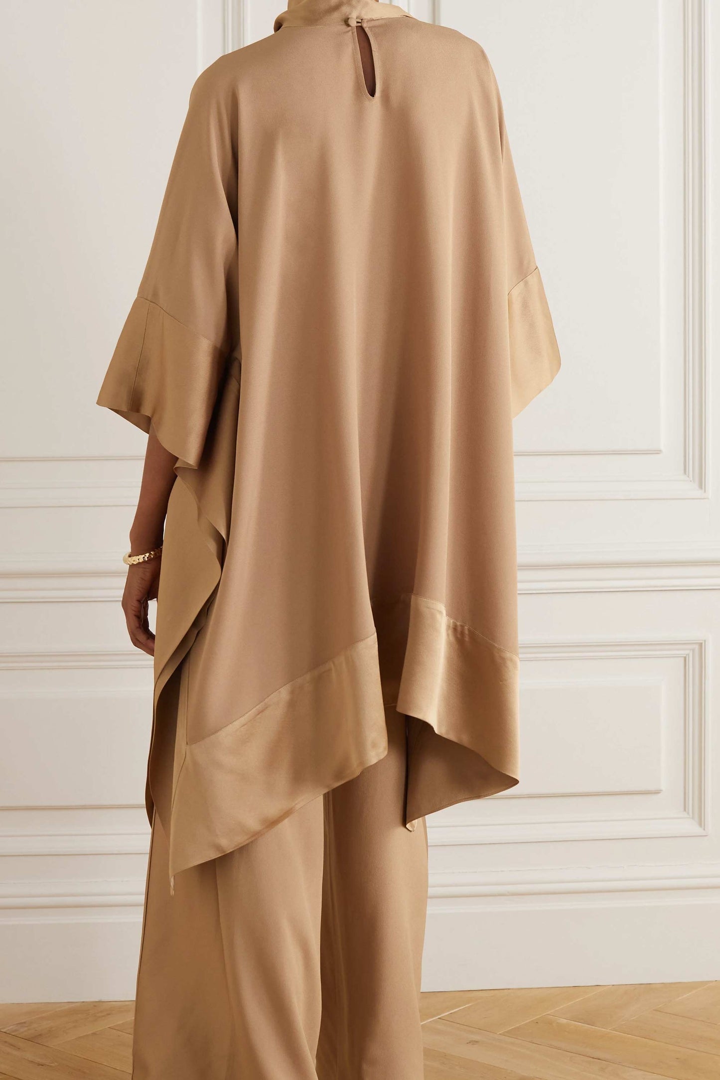Beige Color Womens Premium Silk Co ord Set With Culottes Pant