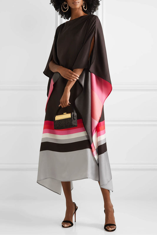 Black Print With Soft Silk Fabric Womens Kaftan