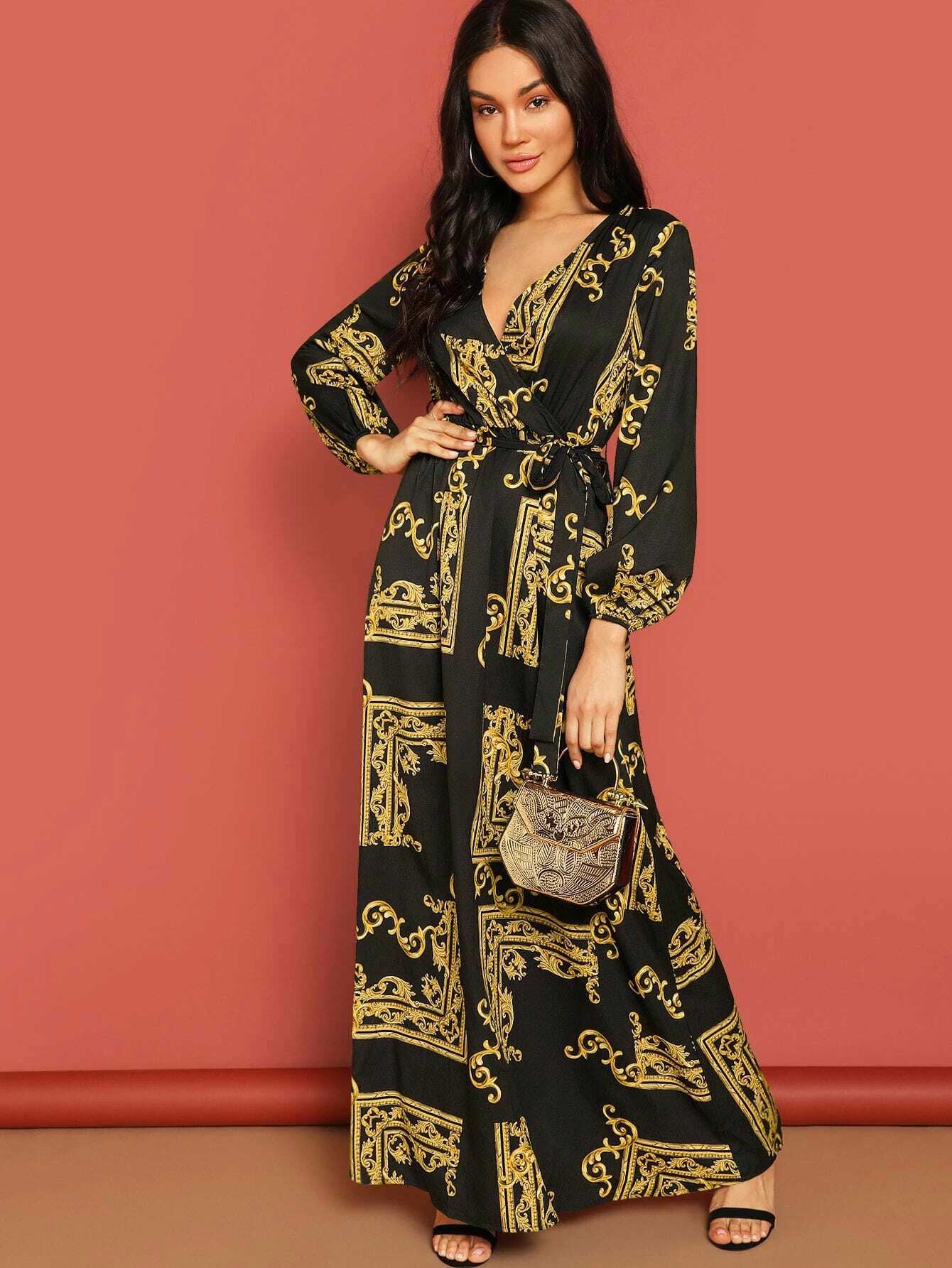 Black Bohemian Maxi Kurti with Paisley Embroidery for Women