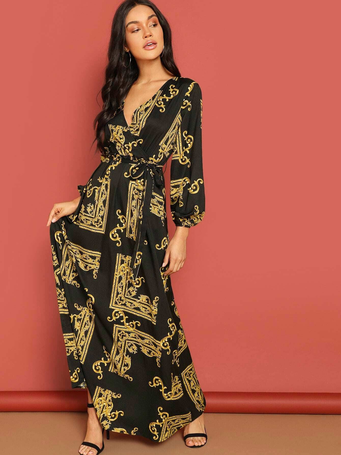 Black Bohemian Maxi Kurti with Paisley Embroidery for Women