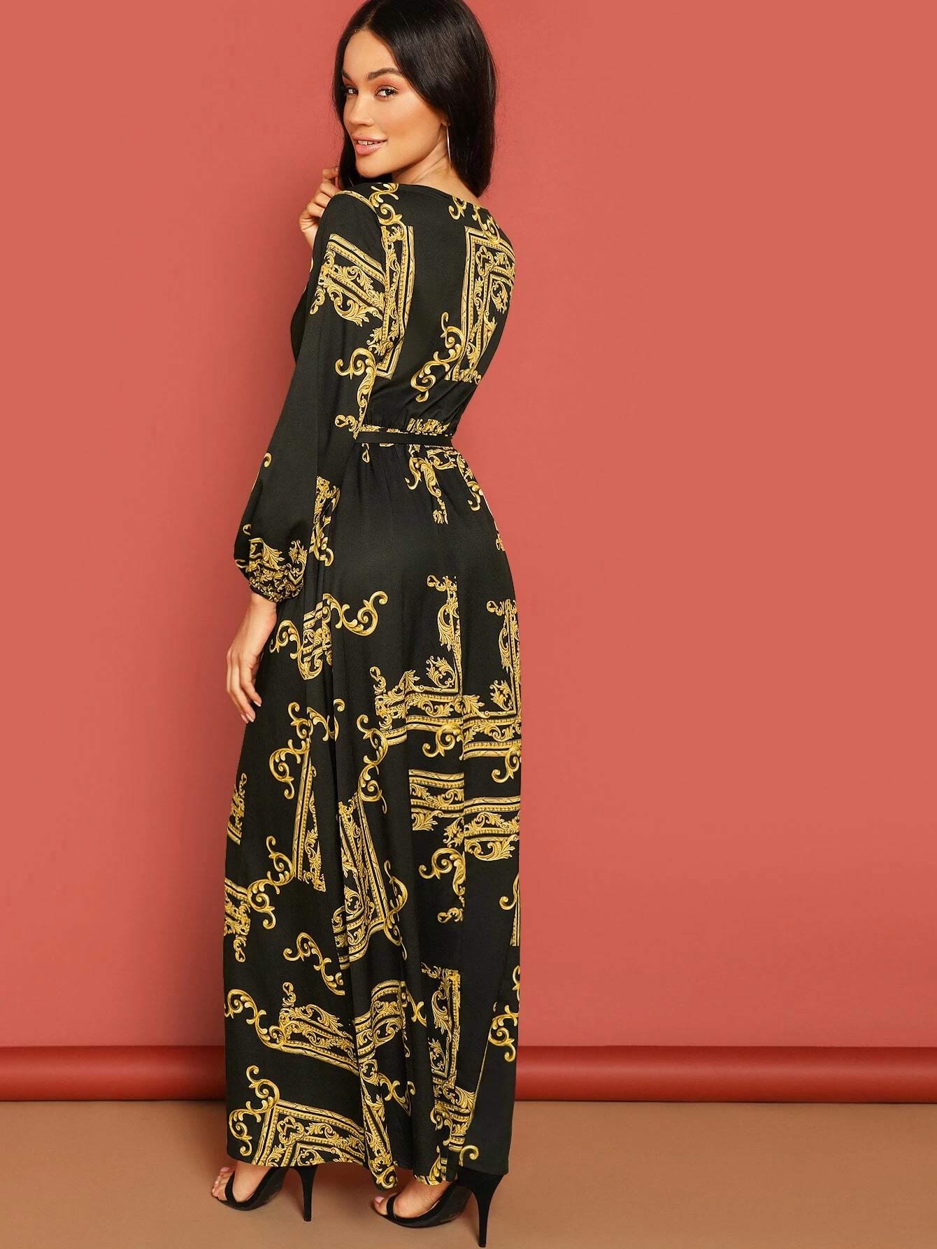 Black Bohemian Maxi Kurti with Paisley Embroidery for Women