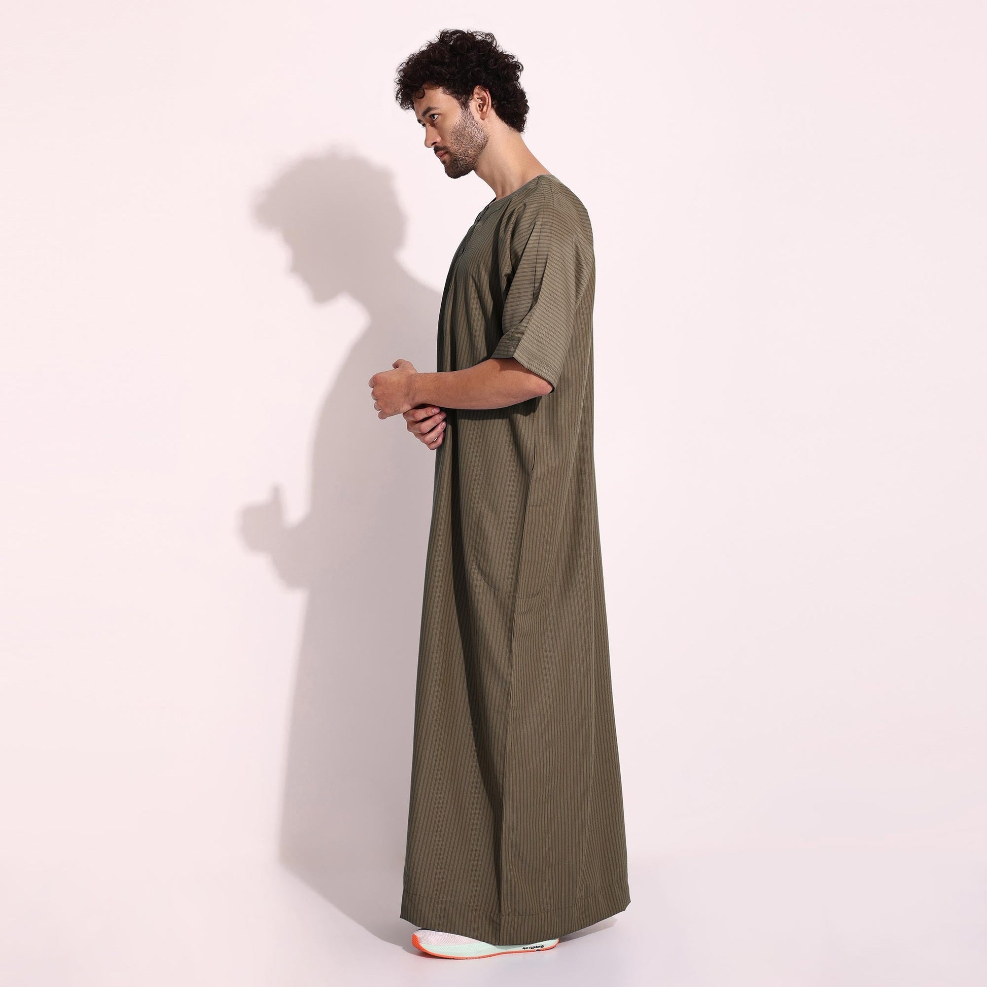 Casual Wear Mens Half Sleeves Thobe Brown Color