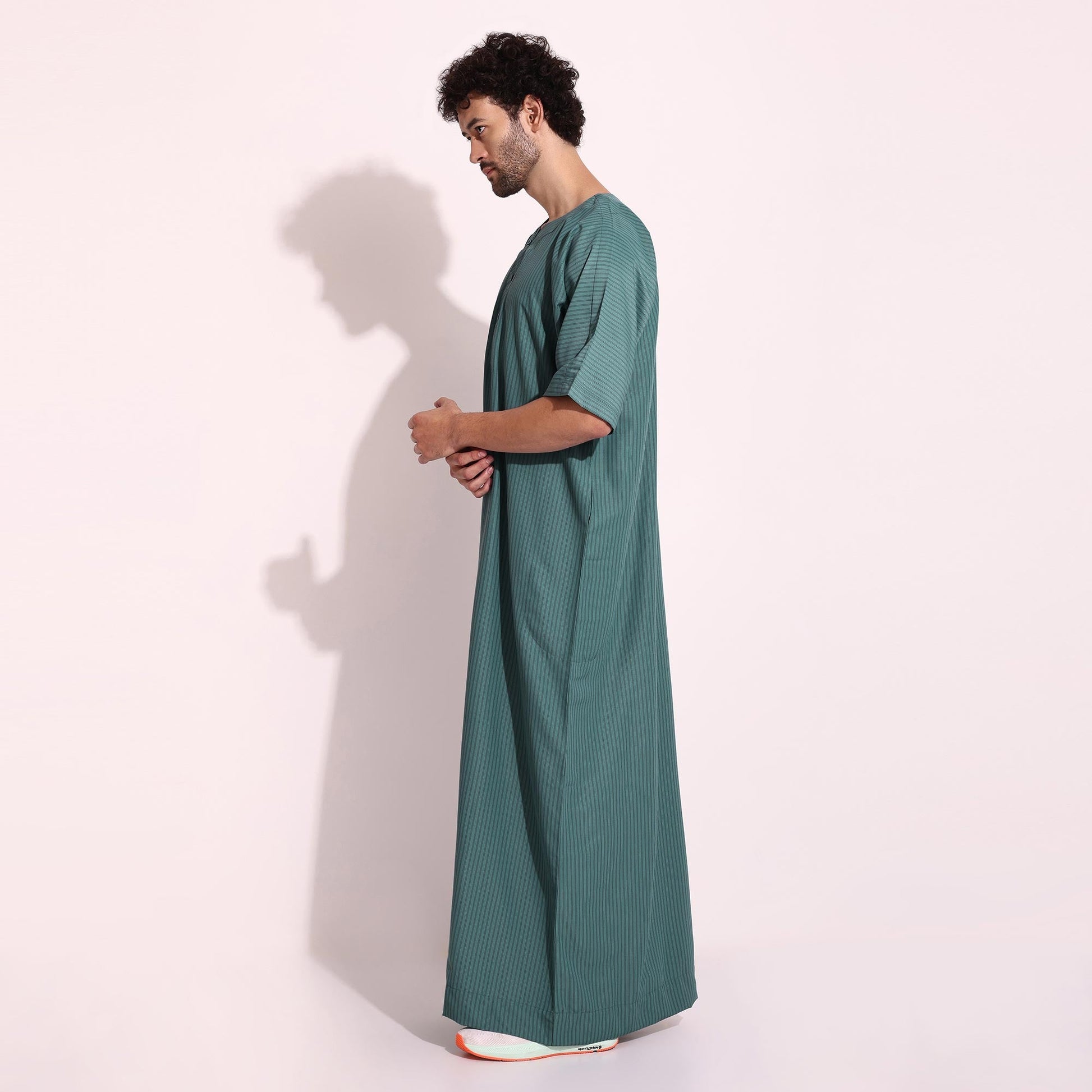 Casual Wear Mens Half Sleeves Thobe Green Color