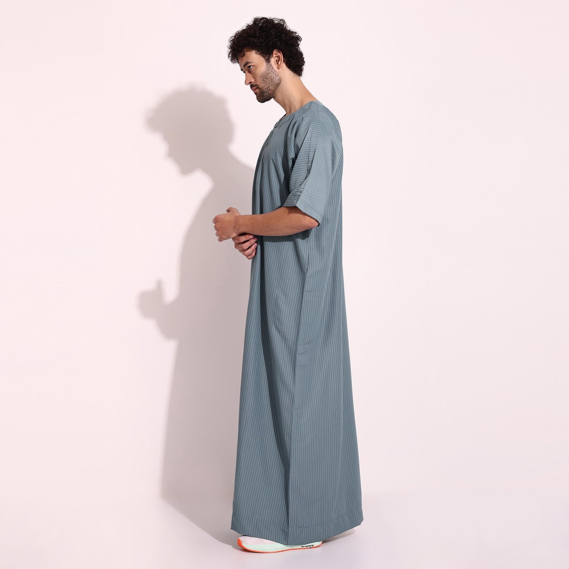 Casual Wear Mens Half Sleeves Thobe Grey Color