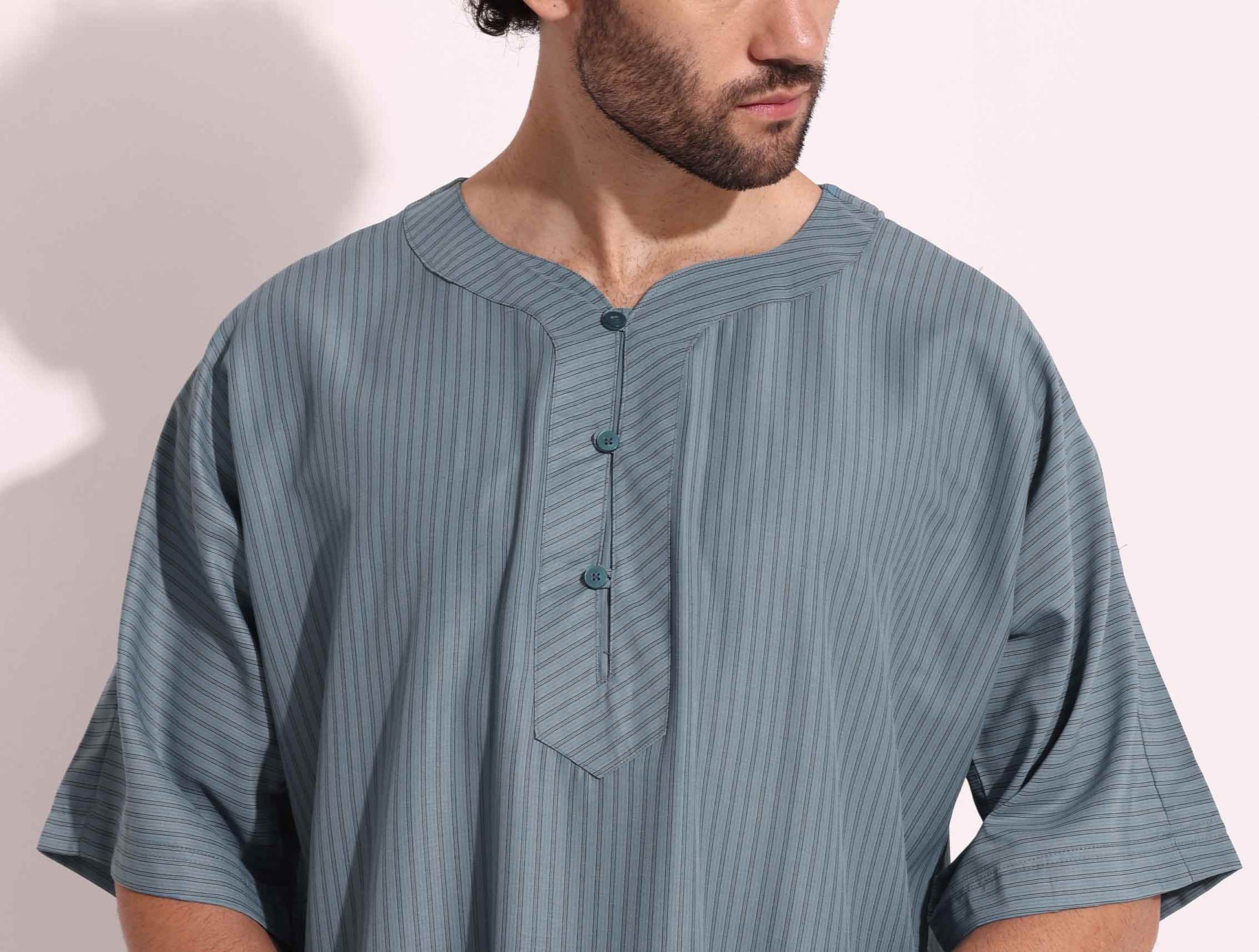 Casual Wear Mens Half Sleeves Thobe Grey Color