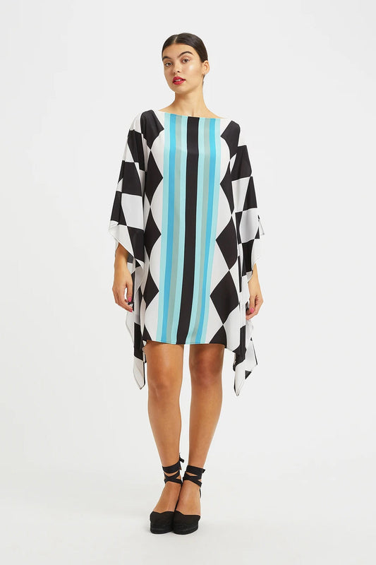 Checks Design Womens Premium Silk Kaftan