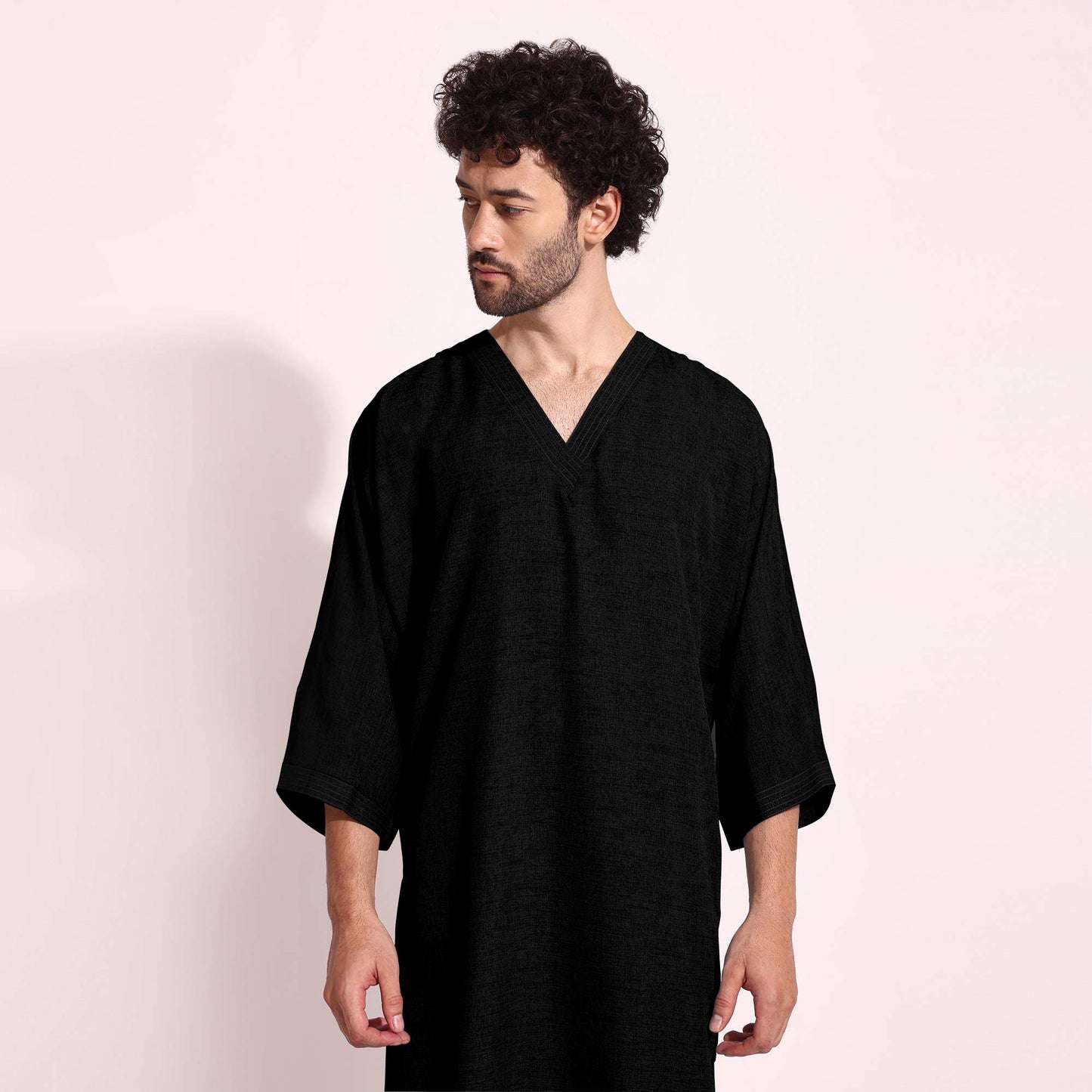 Mens Casual Arabic Wear thobe Jabba Black Color