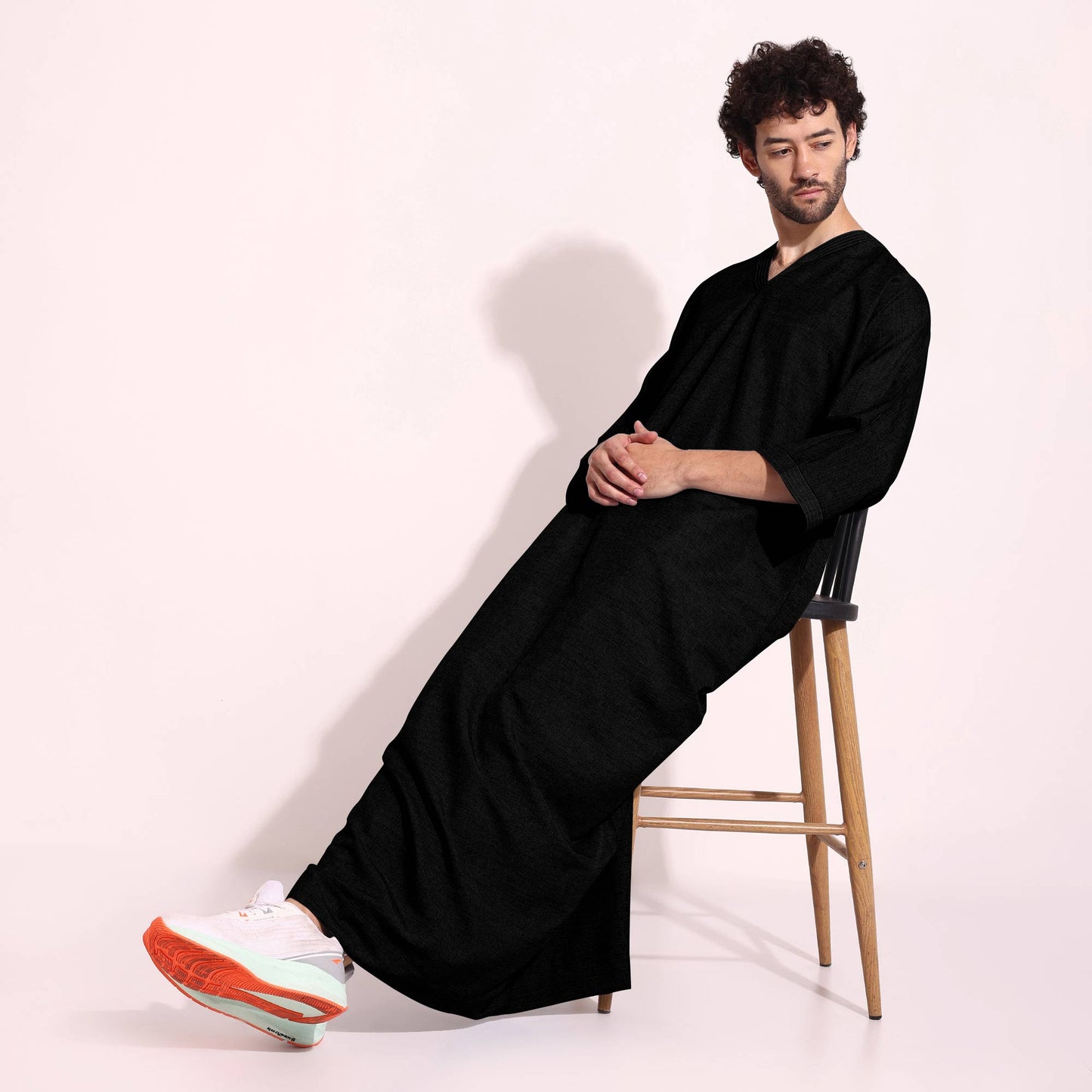 Mens Casual Arabic Wear thobe Jabba Black Color