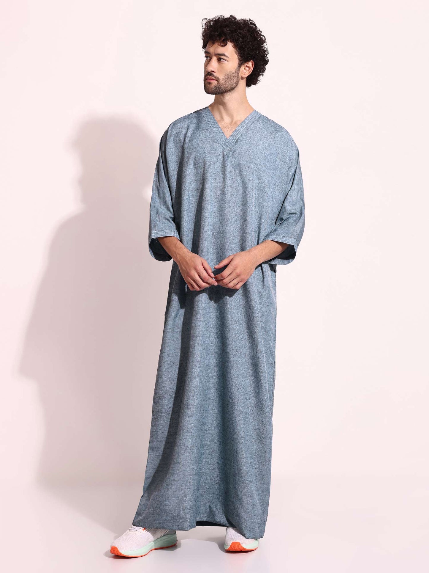 Mens Casual Arabic Wear thobe Jabba Blue Color
