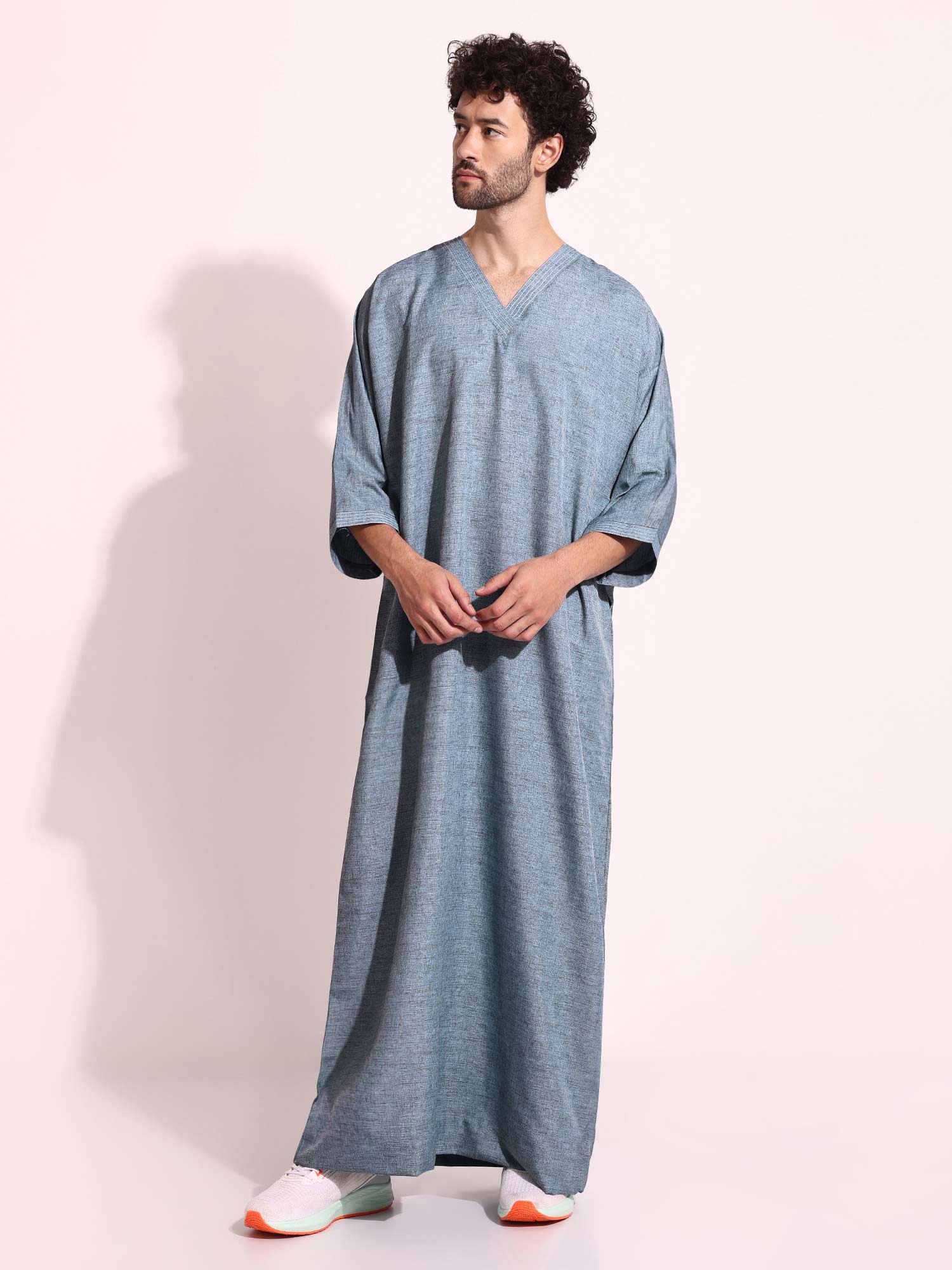 Mens Casual Arabic Wear thobe Jabba Blue Color