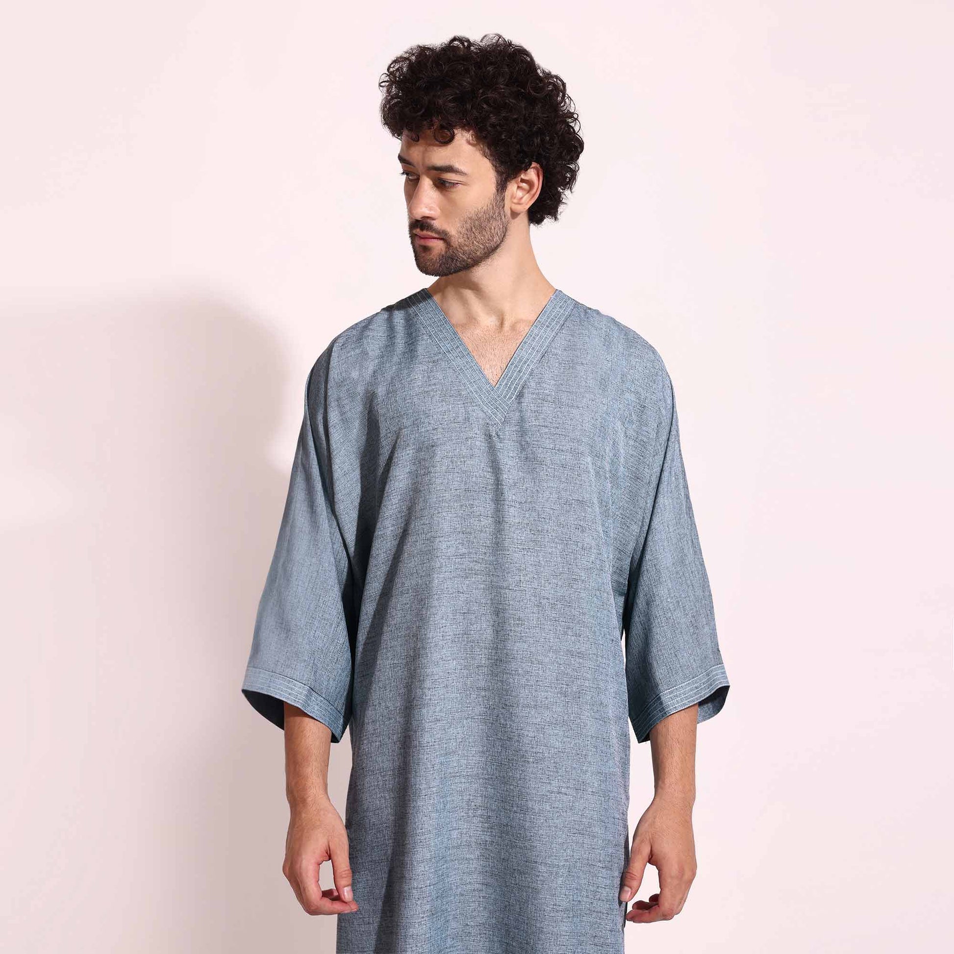 Mens Casual Arabic Wear thobe Jabba Blue Color