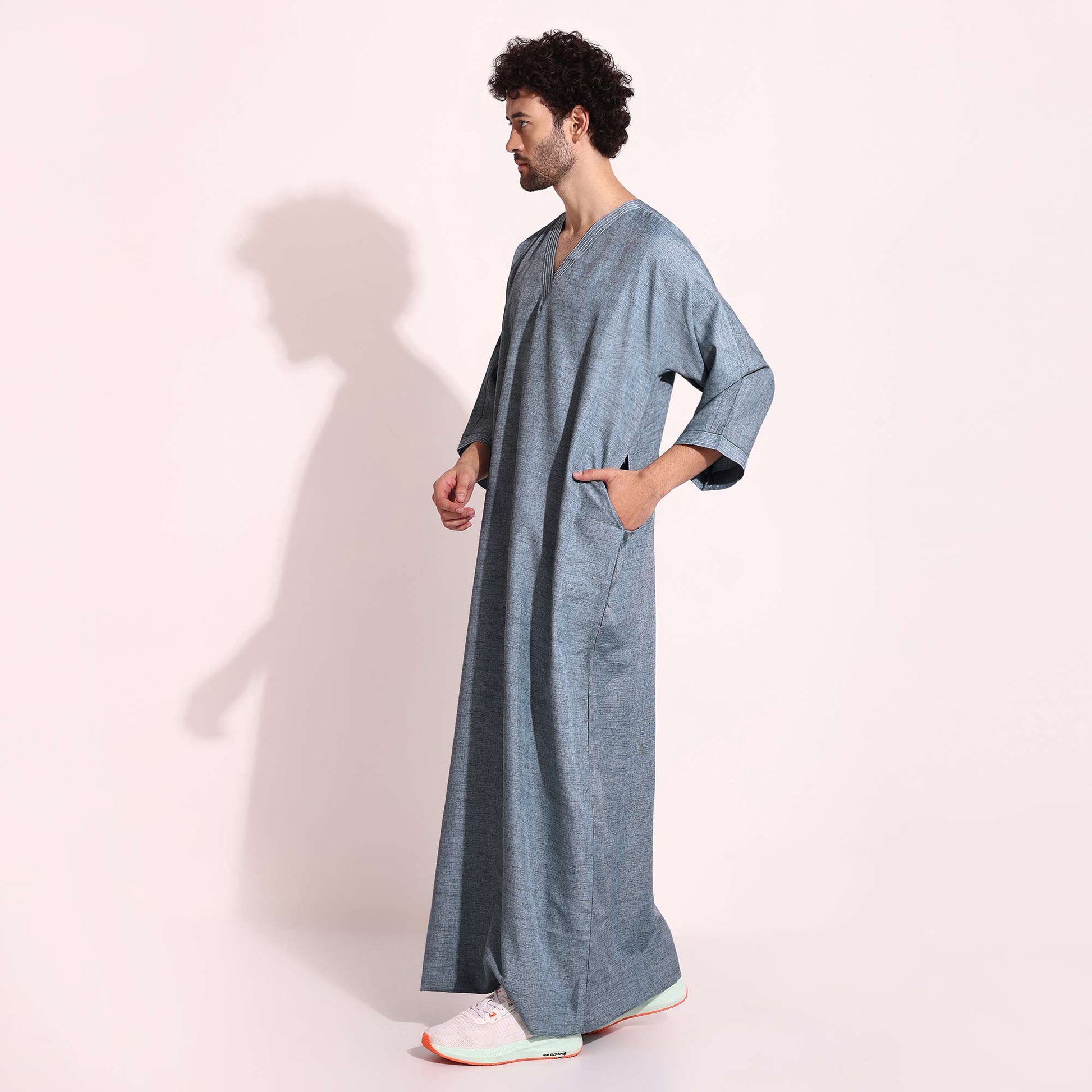 Mens Casual Arabic Wear thobe Jabba Blue Color