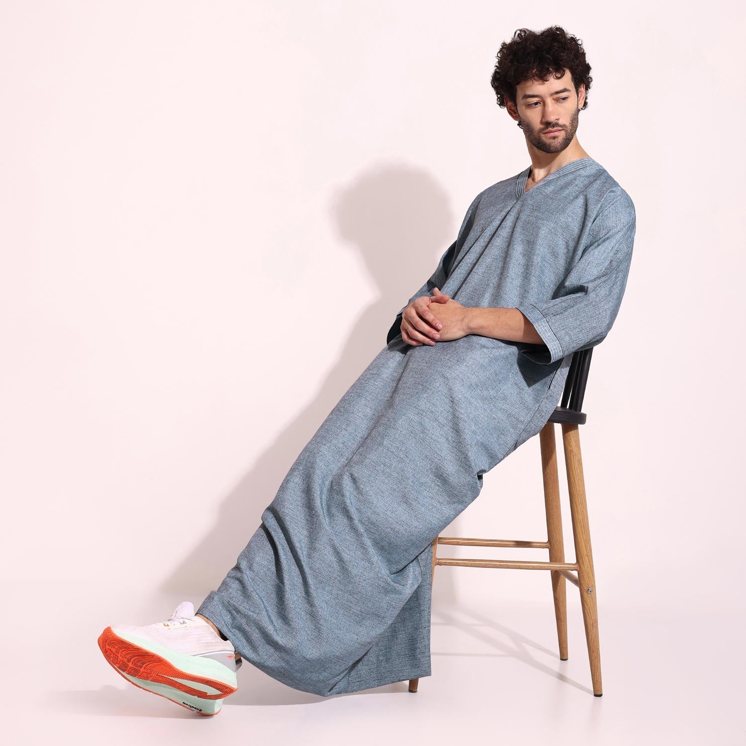 Mens Casual Arabic Wear thobe Jabba Blue Color