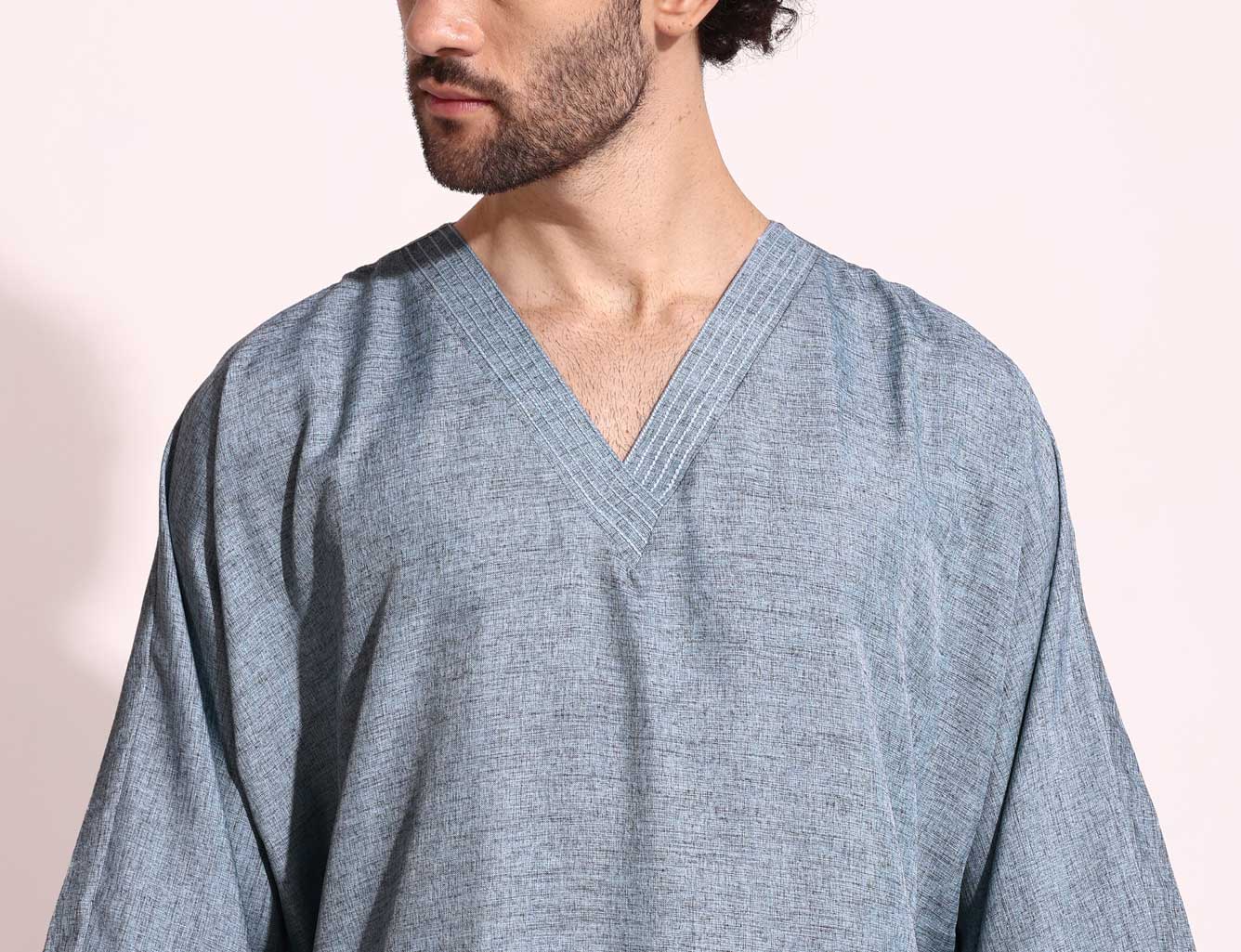Mens Casual Arabic Wear thobe Jabba Blue Color