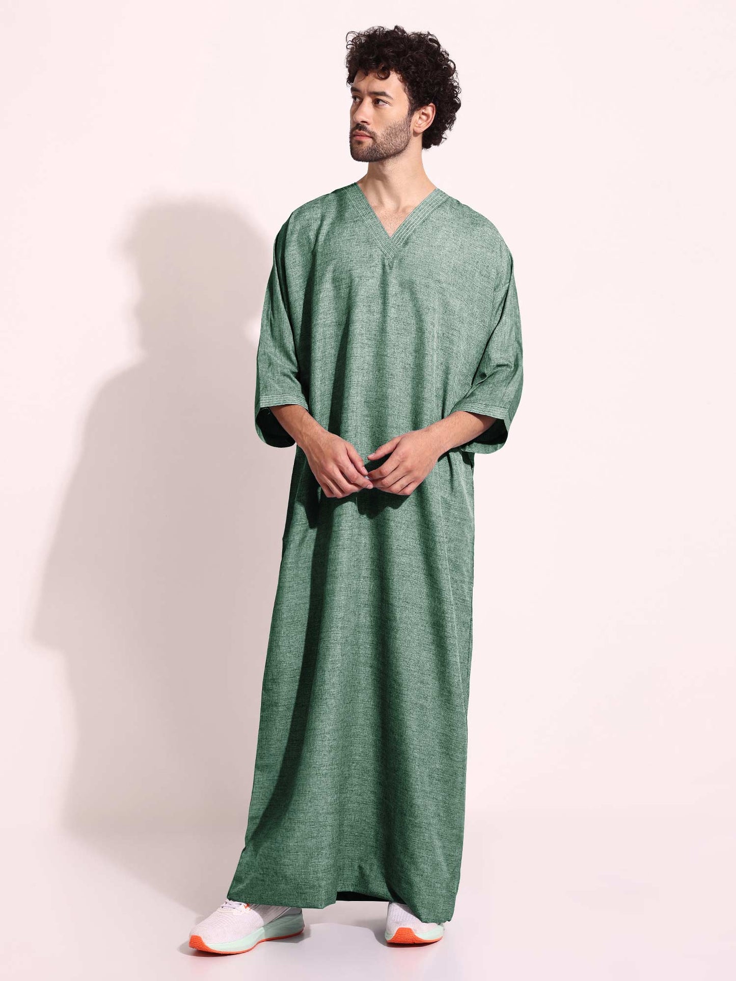 Mens Casual Arabic Wear thobe Jabba Green Color