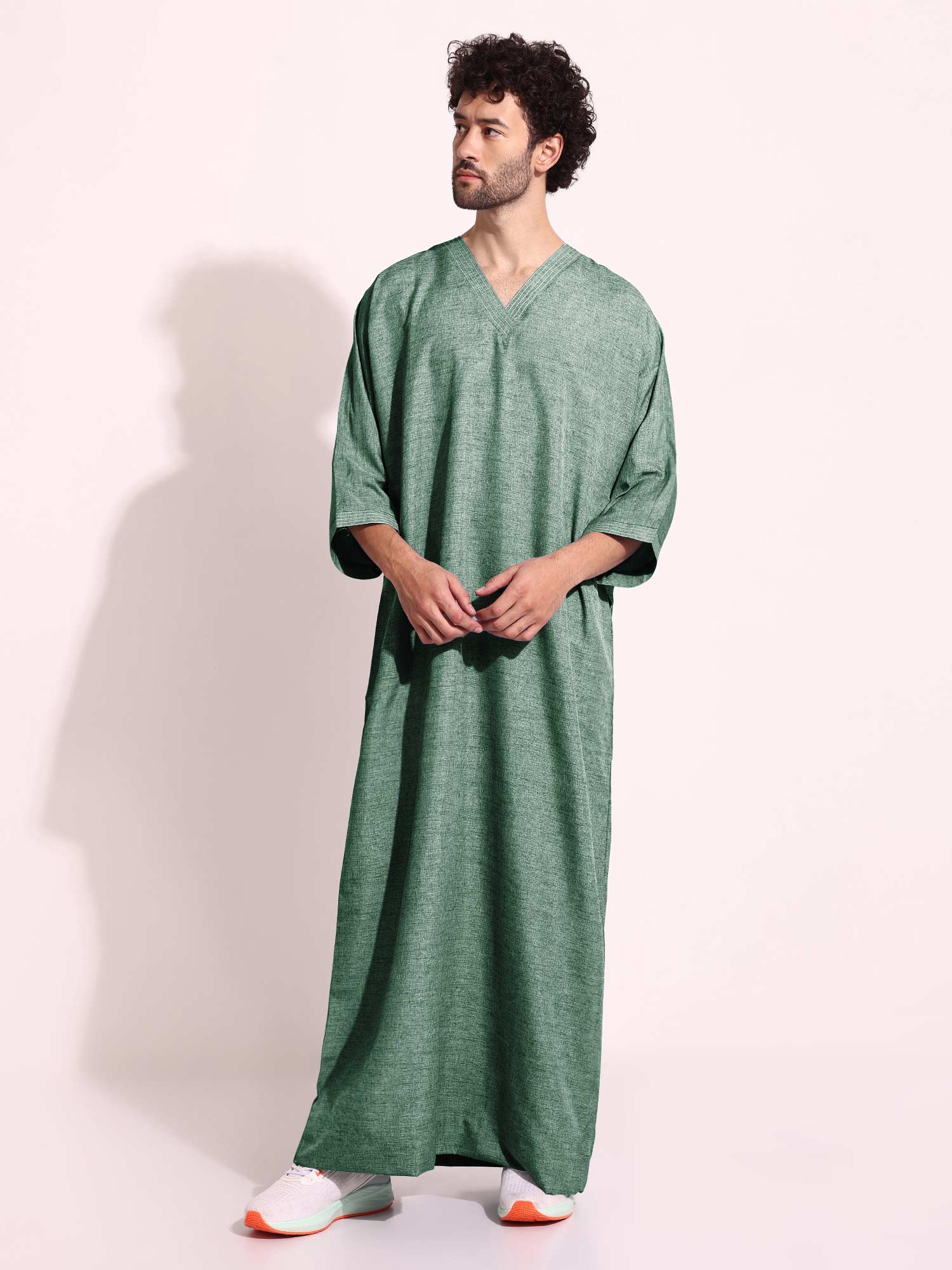 Mens Casual Arabic Wear thobe Jabba Green Color