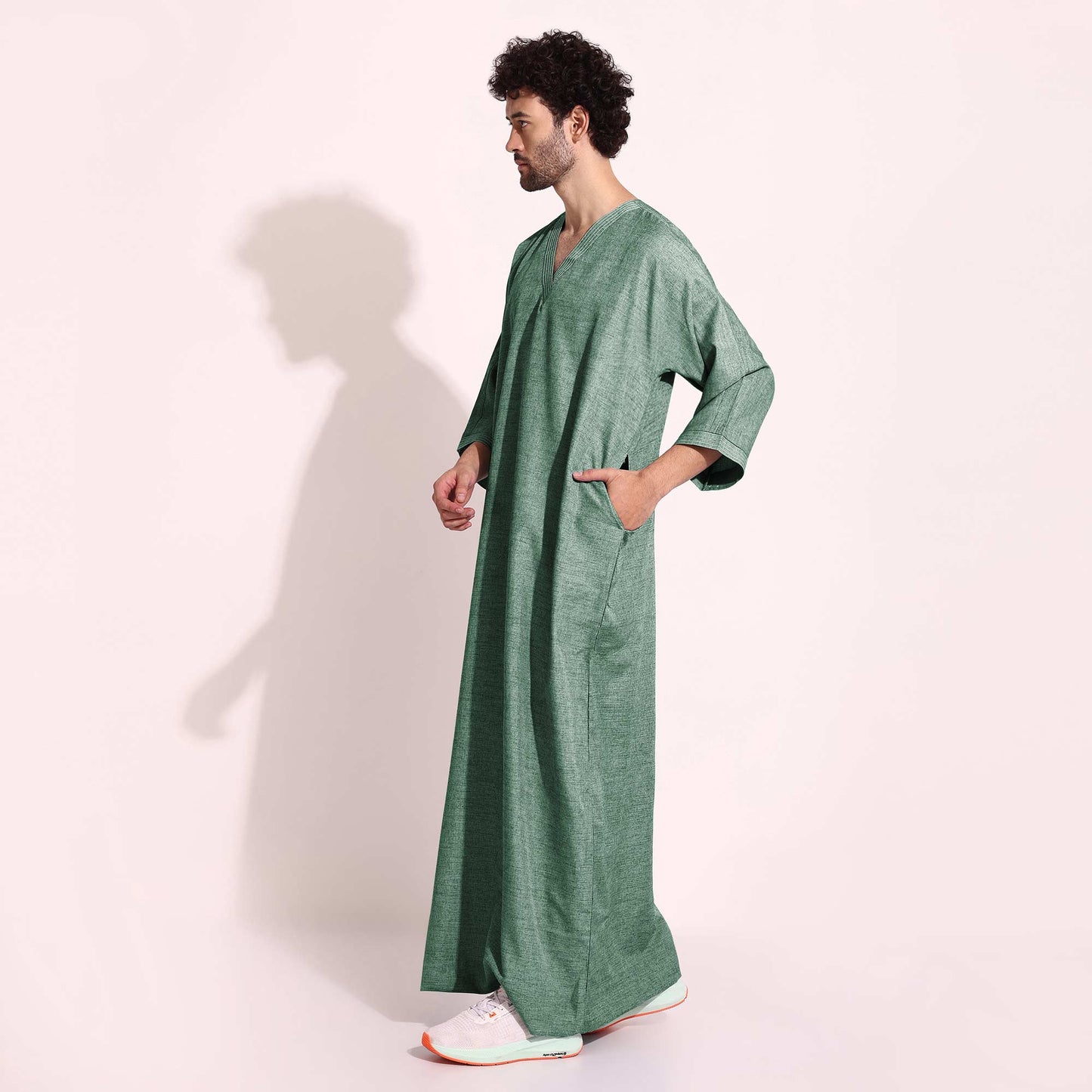 Mens Casual Arabic Wear thobe Jabba Green Color