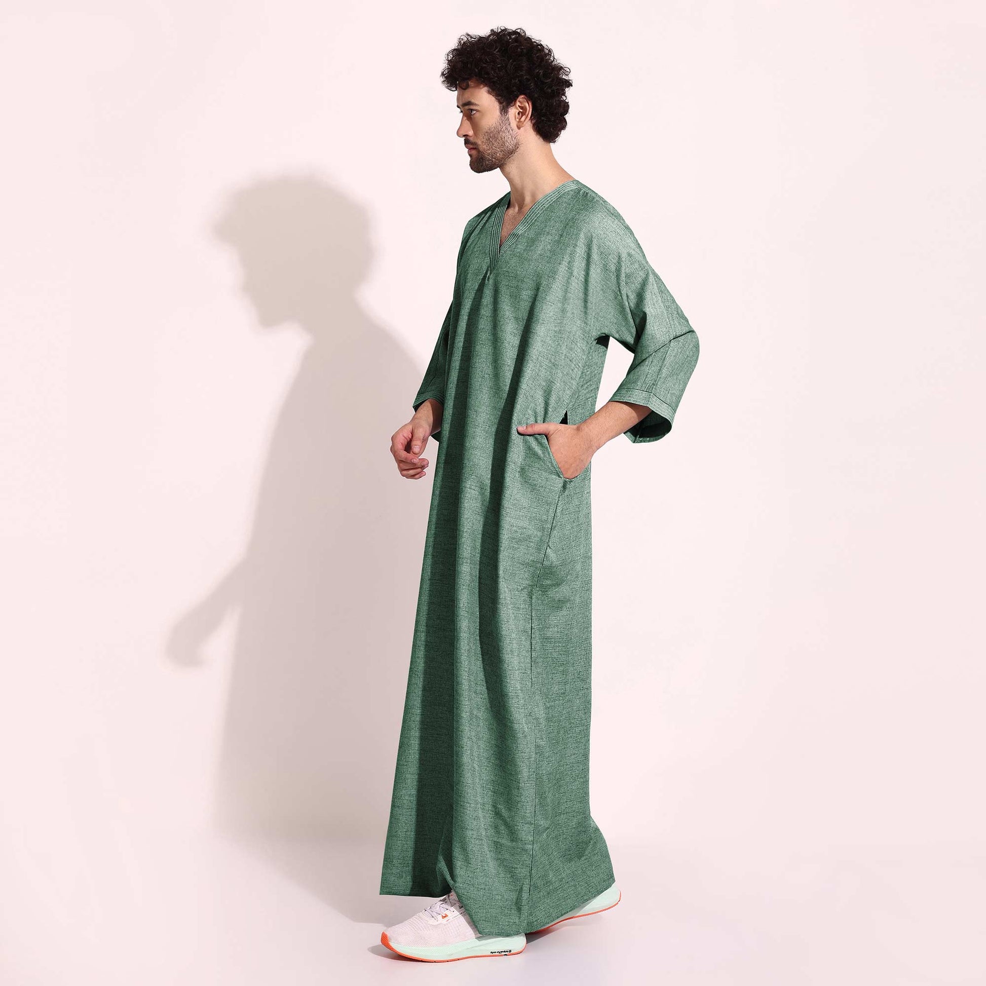 Mens Casual Arabic Wear thobe Jabba Green Color