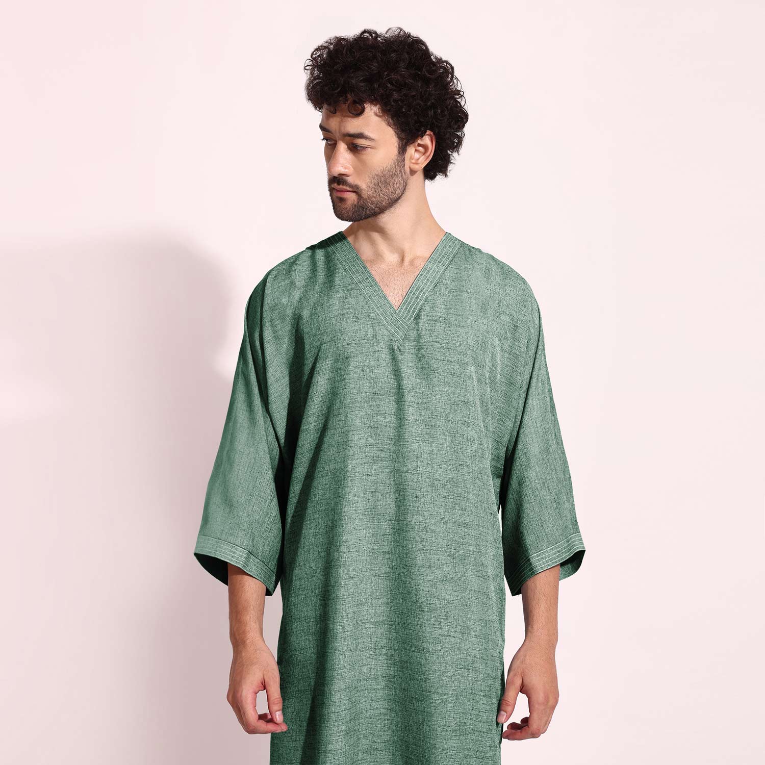 Mens Casual Arabic Wear thobe Jabba Green Color