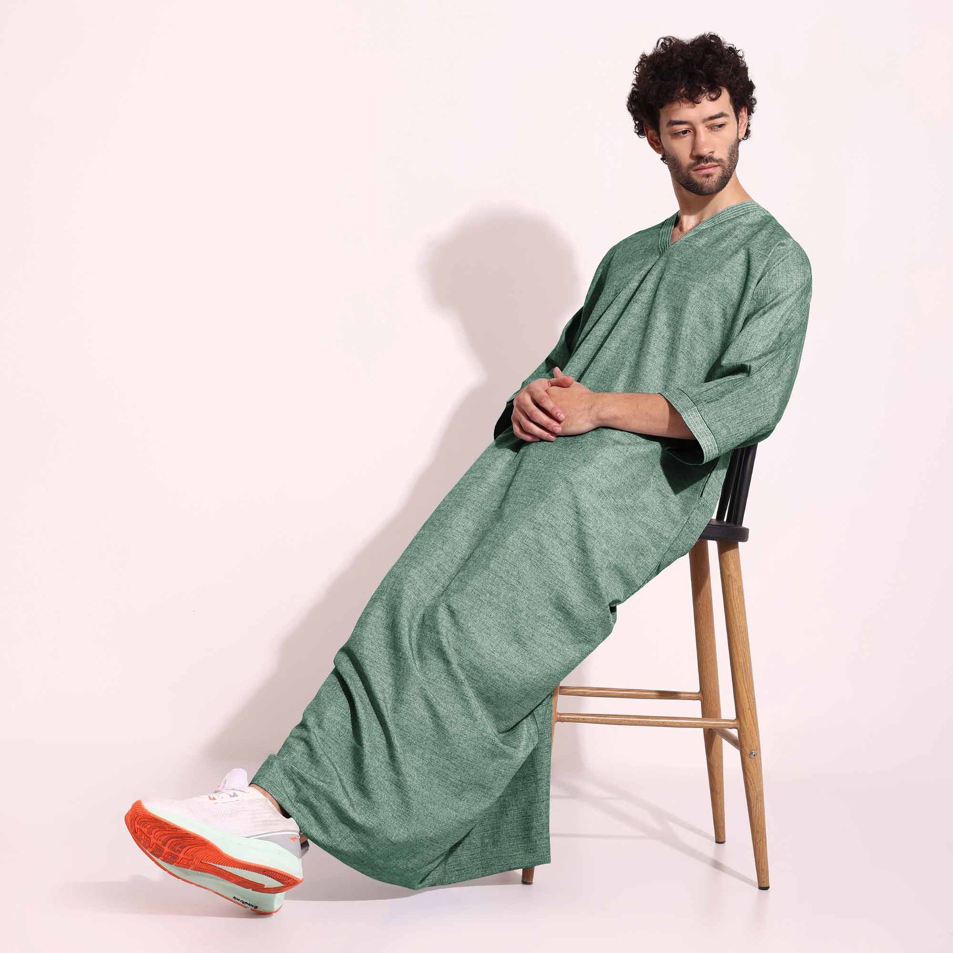 Mens Casual Arabic Wear thobe Jabba Green Color