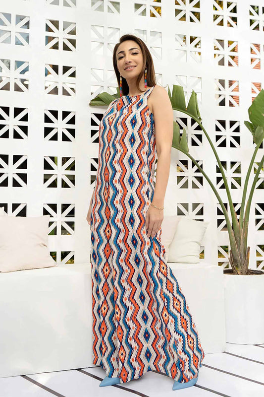 Sleeveless Womens Jumpsuit With Colorful Geometric Print