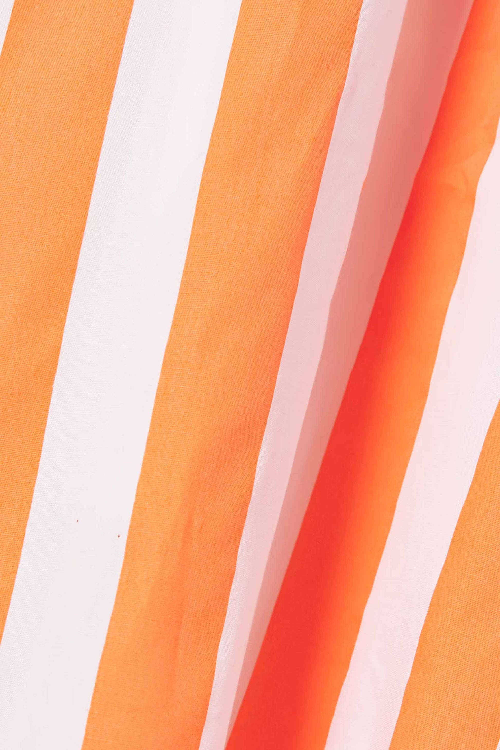 Cotton Elegance Stripes Premium Full Length Shirt Dress Orange Color