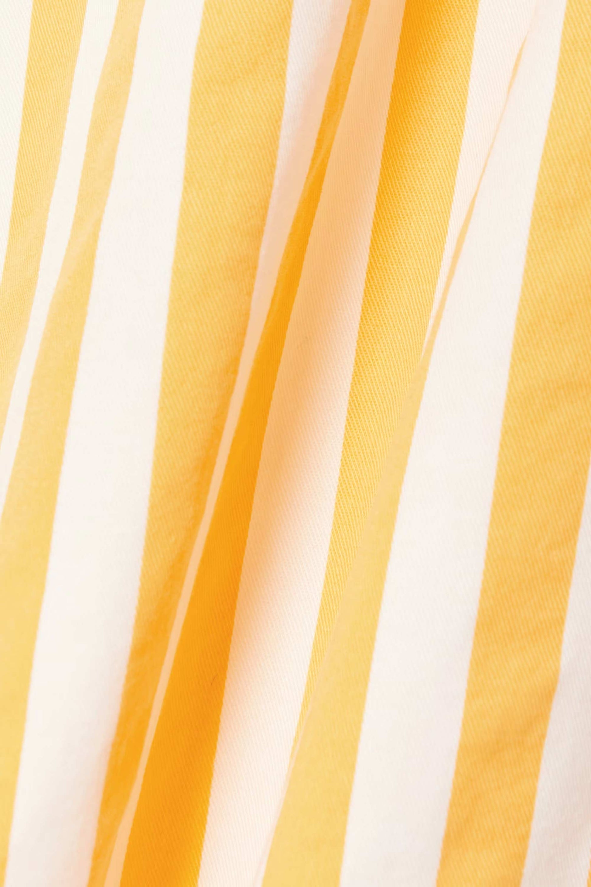 Cotton Elegance Stripes Premium Full Length Shirt Dress Yellow Color