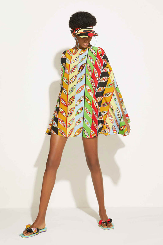 kaftan For Womens In Leaves Design Geometric Print