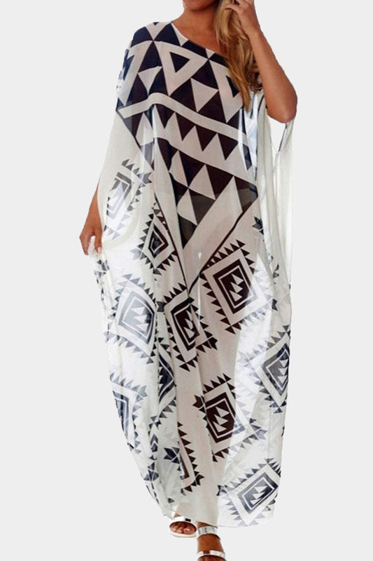 Georgette Fabric Womens Kaftan With Boat Neck Style