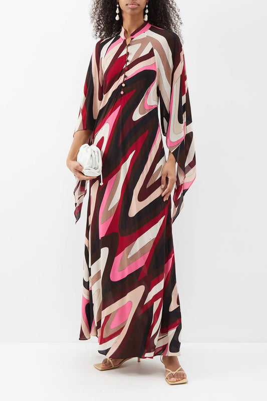 Luxurious Designer Gown With Flared Sleeves
