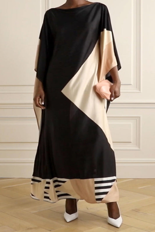 Black Print Womens Kaftan Made With Soft Silk Fabric