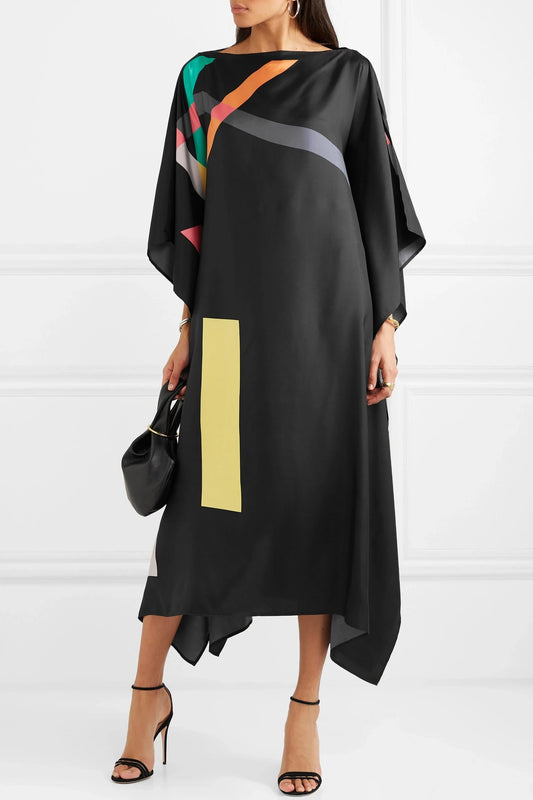 Black Color Soft Silk Womens Kaftan